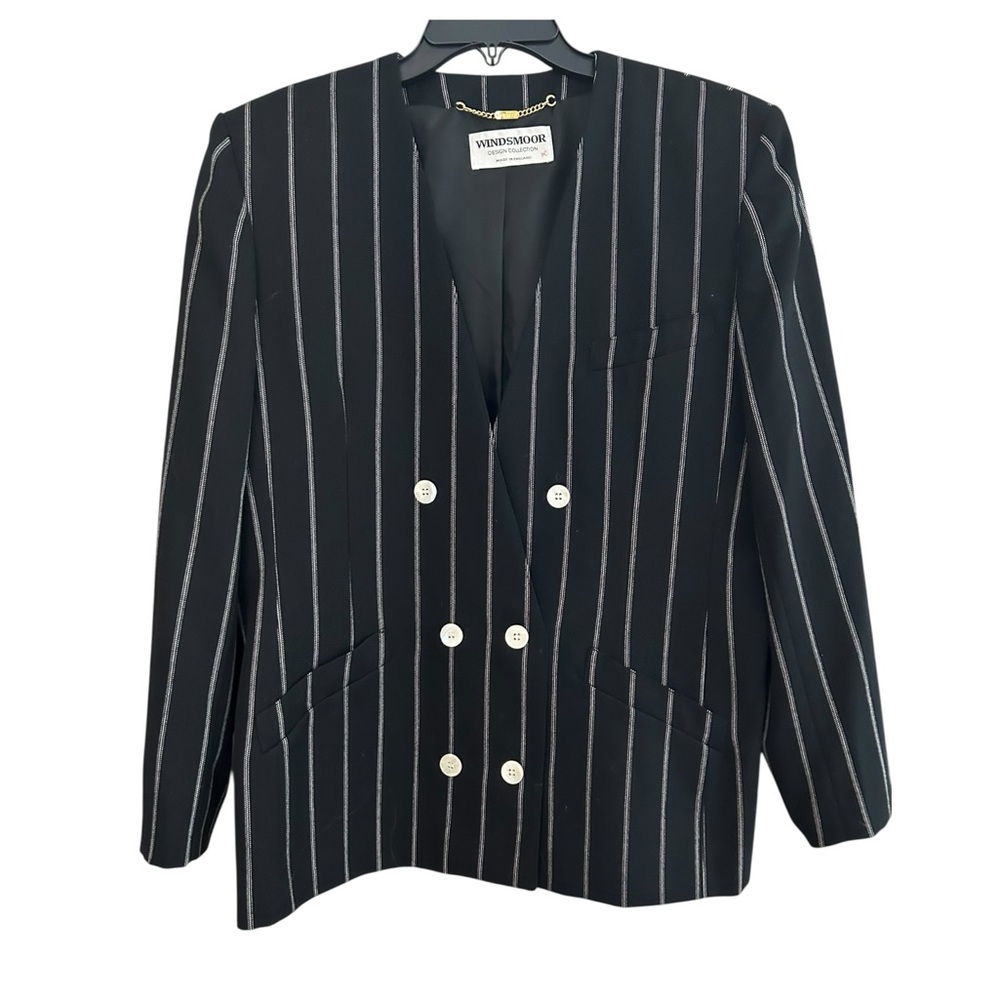 Windsmore Pinstripe wool double breasted blazer jacket 16
